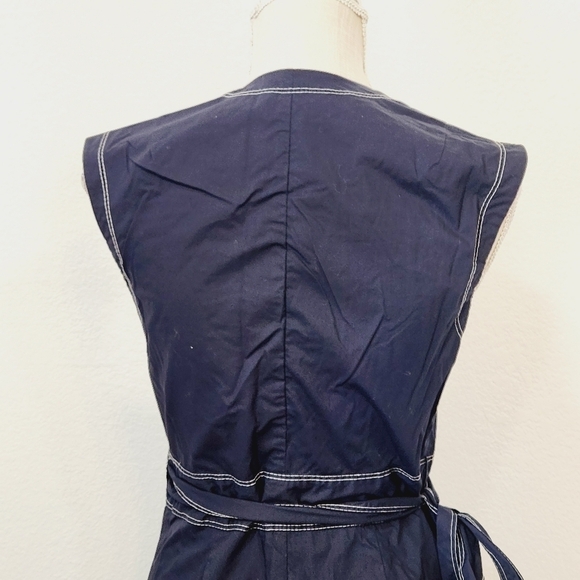Rebecca Taylor Cotton Poplin Wrap Sleeveless Mini Dress in Navy Size 2 - Picture 8 of 13